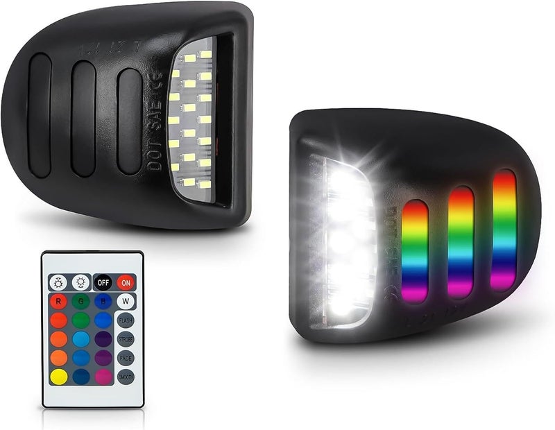 Best View RGB LED License Plate Light Tag Lights Assembly Compatible with Chevy Silverado Suburban Tahoe GMC Sierra 1500 2500 3500 HD Escalade EXT, 16 Color Lighting - Image 1